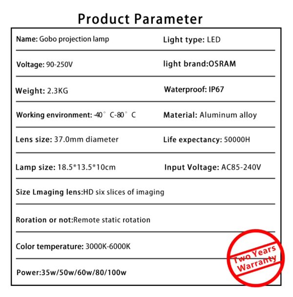 Waterproof Outdoor Gobo Projection Lamp Customized Advertising Image Led Door Head Static Logo Projector - Image 4