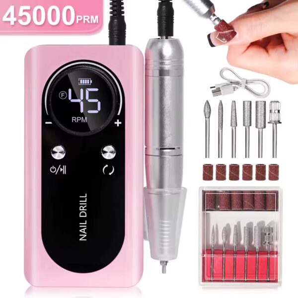 Professional 45000RPM Electric Portable Nail Drill Machine Rechargeable Low Noise Nail Sander File for Manicure Salon Tool - Image 11