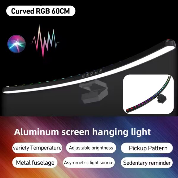 60cm Computer Monitor Light Bar RGB Screen Hanging Lights USB Desk Lighting Lamp Stepless Dimming for Study Esports Gaming - Image 8